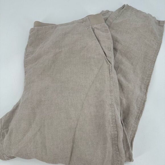 J Jill Tan Pull-On Elastic Waist 100% Linen Pants Size XL - Picture 7 of 7